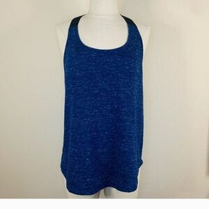 Victoria Sport Tank Top, Blue W/ White Flecks, Black Straps. Large.